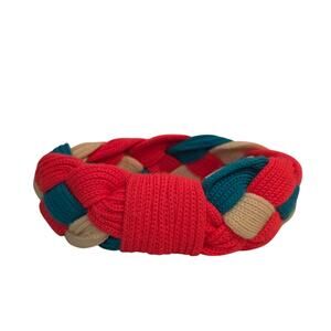 Vintage‎ OSI Skiwear Braided Knit Headband Pink Blue White Wool Blend